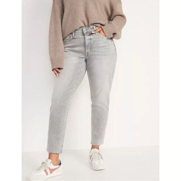Old Navy Pants - Womens High Waisted Jeans Old Navy Straight Leg Grey
